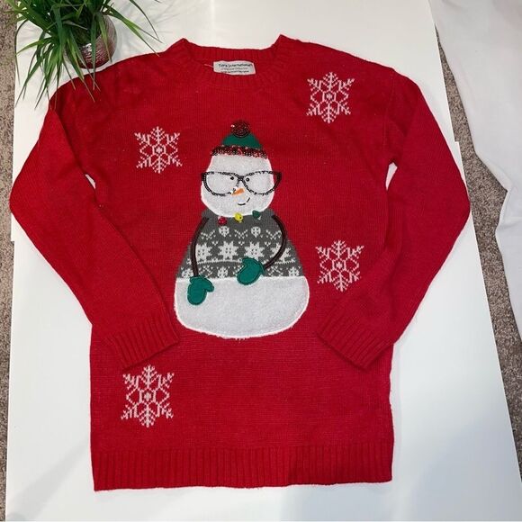 Adorable Vintage Christmas 3d snowman ☃️ holiday sweater Tiara International - Picture 6 of 6